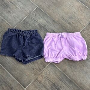 Set of Purple and Denim Baby Shorts. Size 6-9M and 6-12M